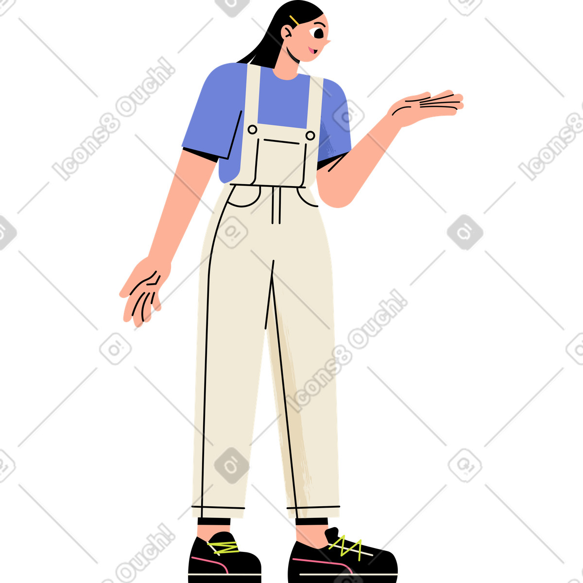 Gesturing young woman illustration in Juicy style download in PNG, SVG