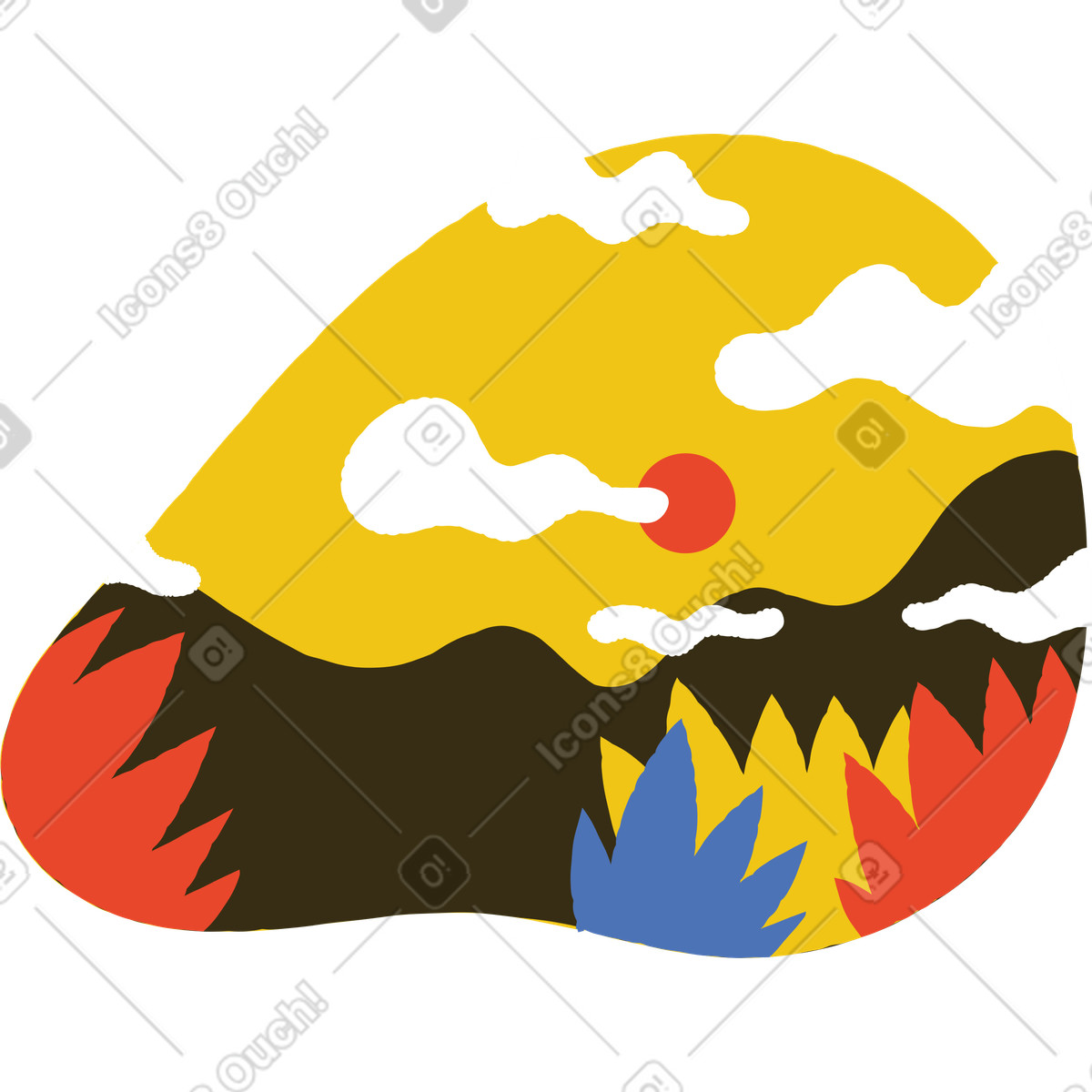 Ilustração de Montanhas em no estilo Bermuda para baixar em PNG, SVG