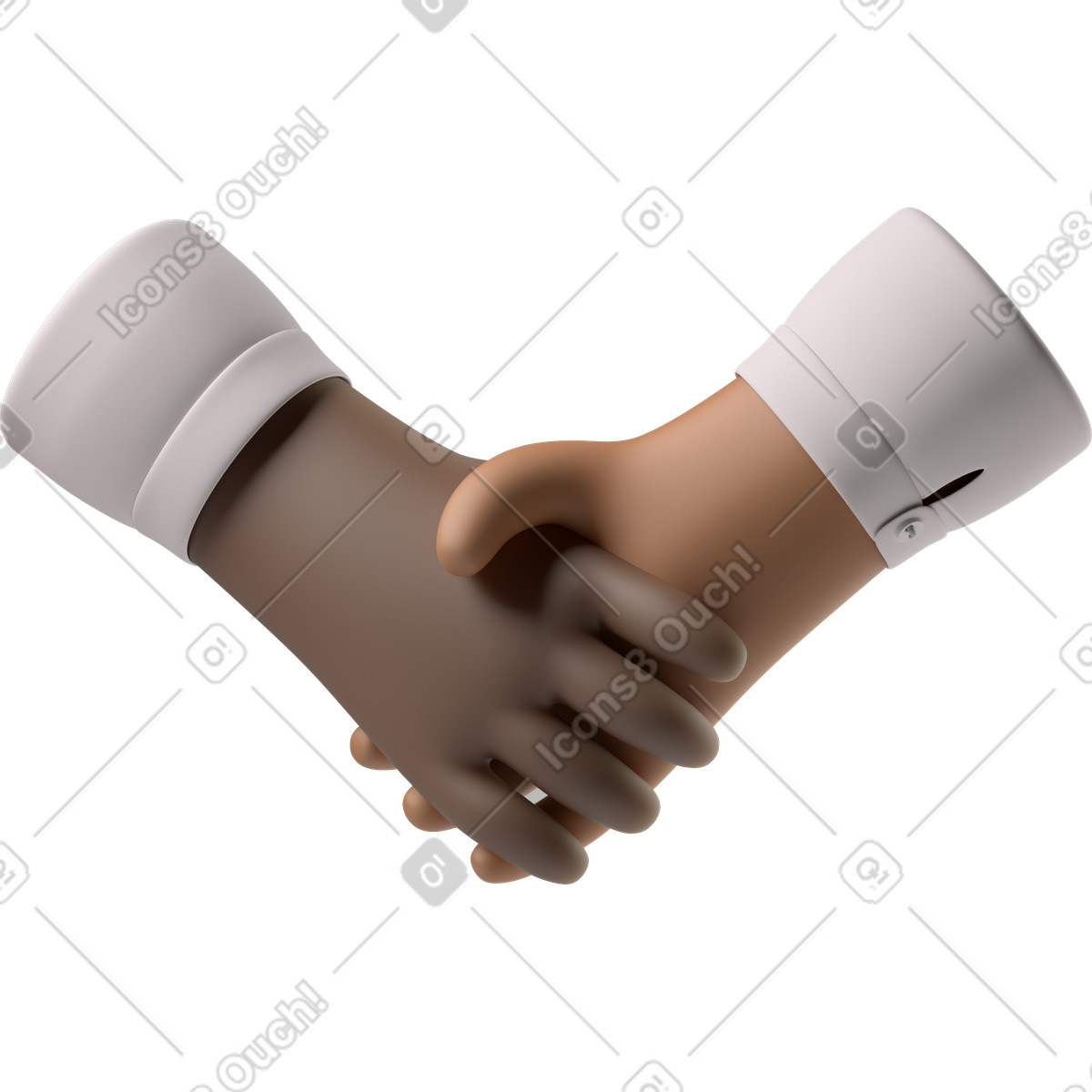 Stretta di mano pelle nera e mani marrone illustrazione in stile 3D Hands Fun&Wild scarica in PNG, SVG