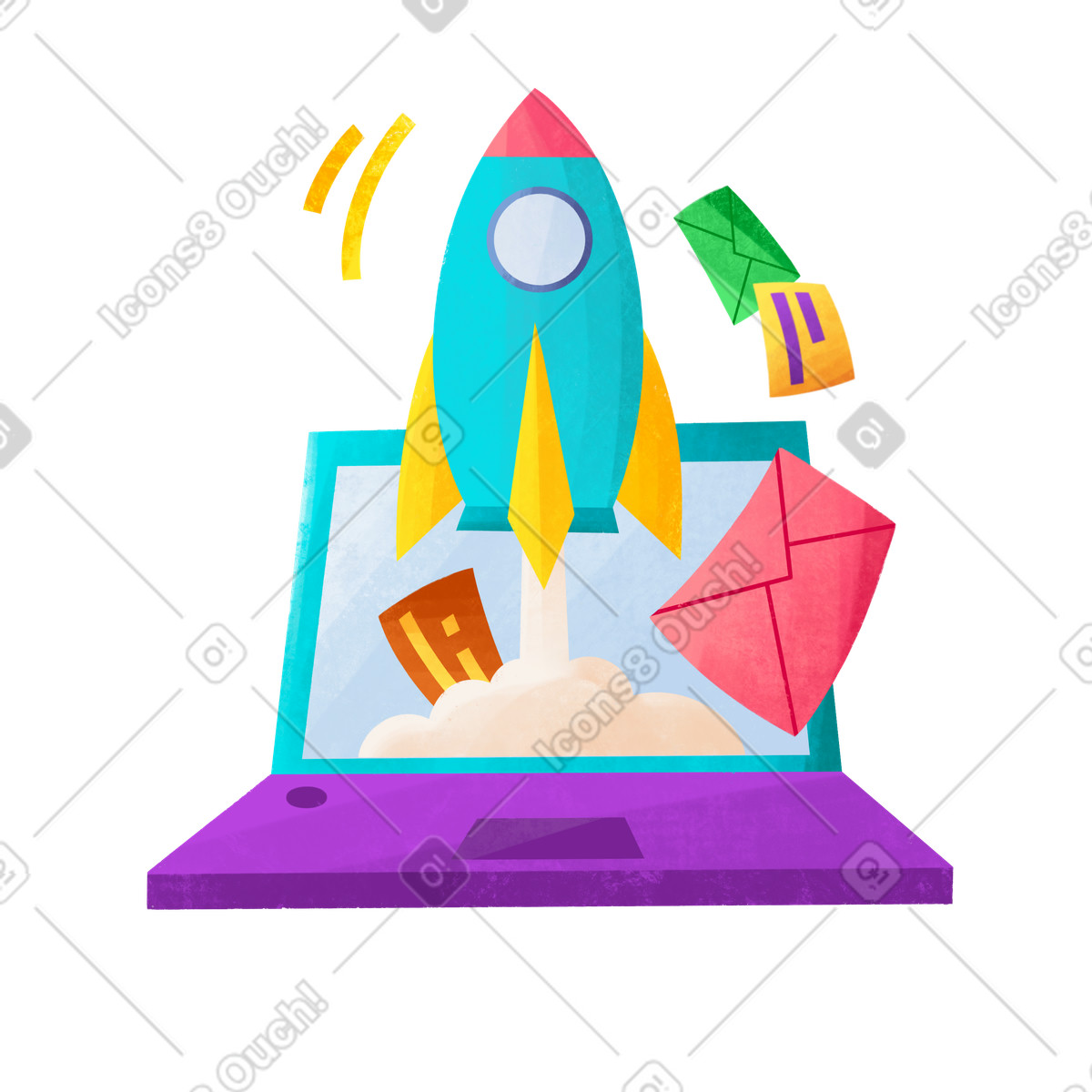 Invio rapido delle email illustrazione in stile Bonbon scarica in PNG, SVG