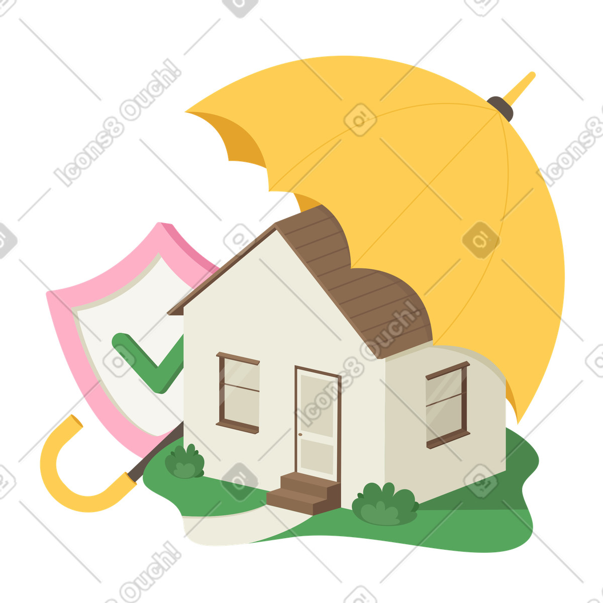 Hausversicherung oder sachversicherung-Illustration im Social-Stil als Download in PNG, SVG