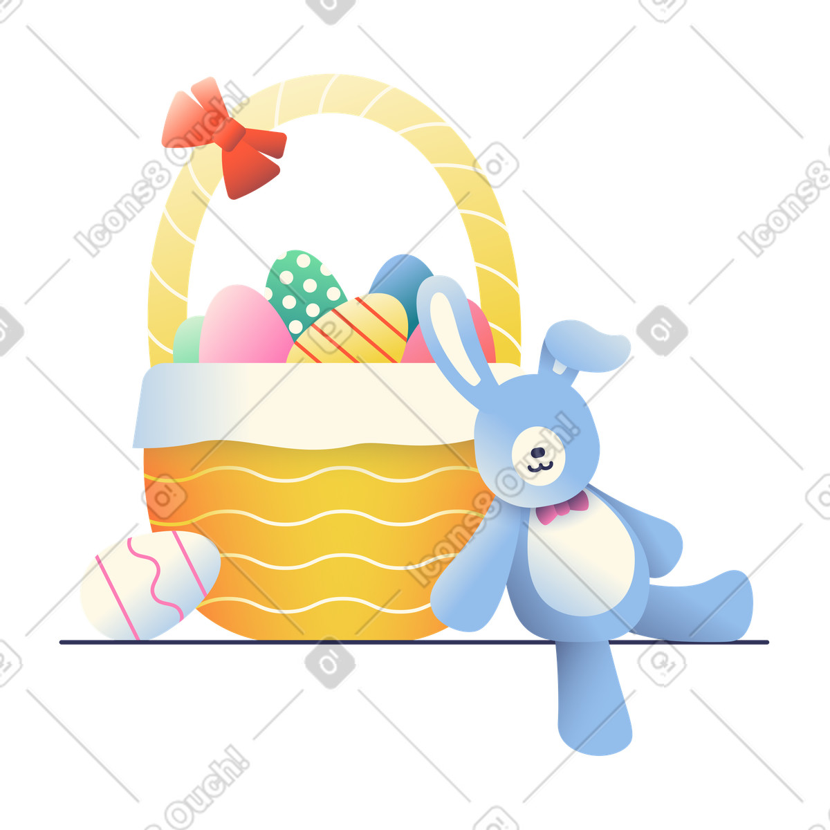 Ilustración Easter basket with eggs en estilo Beam a descargar en PNG y SVG