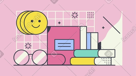 Library animated illustration in GIF, Lottie (JSON), AE