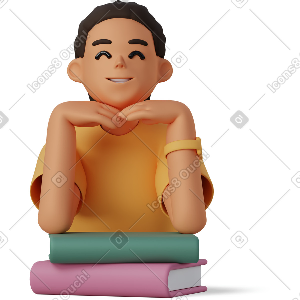 Young woman with books illustration stack clipart image in PNG SVG GIF