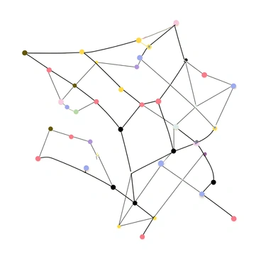 An abstract network of lines and dots, creating optical connections
