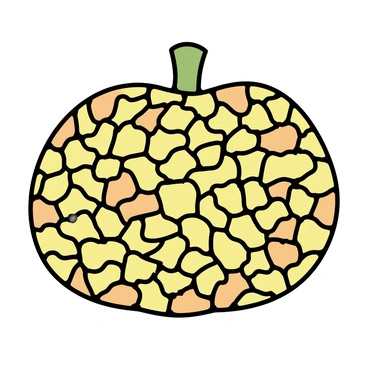 A mosaic art piece composed of numerous small shapes that resemble "butternut squash." Each piece varies slightly in size and shade, contributing to a textured surface. The overall design features a vibrant arrangement of these squash-like forms, creating a harmonious visual pattern. The background is minimal, allowing the detailed butternut squash pieces to stand out, showcasing their curves and colors. The illumination highlights the varying tones of yellow and orange, enhancing the depth and intricacy of the mosaic composition.