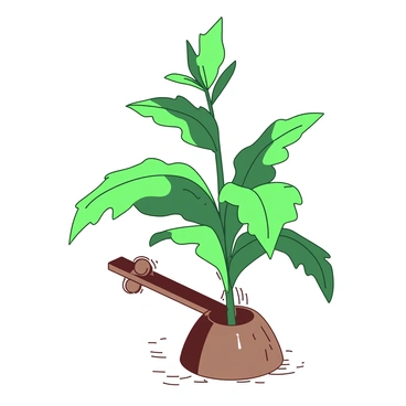 A plant growing over a small lever, symbolizing growth with support