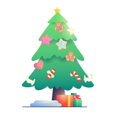 A Christmas tree decorated with sugar cookies and candy canes