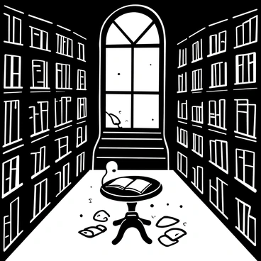 An old library filled with tall, dark wooden shelves lined with dusty books. The shelves are slightly warped with age, and a thin layer of dust covers the spines of the books. Ghostly figures, translucent and ethereal, are seen browsing the shelves, their forms subtly blending with the atmosphere of the library. Soft light filters through large, arched windows, illuminating small motes of dust in the air, creating an otherworldly ambiance. An ornate, antique reading table sits in the center, surrounded by scattered, ancient scrolls and open books, suggesting a long-lost knowledge waiting to be uncovered.