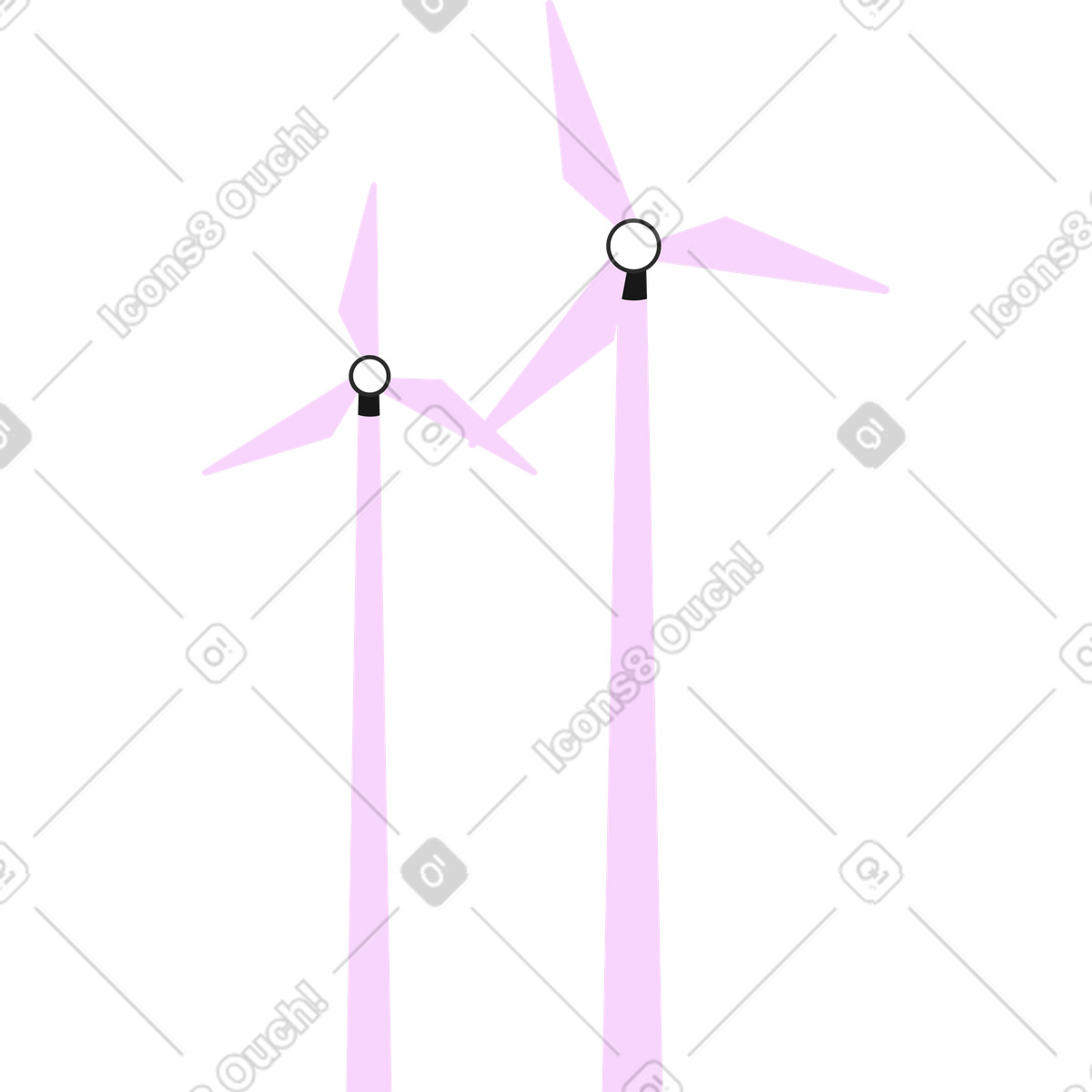 Ilustração de Dois moinho vento em no estilo Marginalia para baixar em PNG, SVG