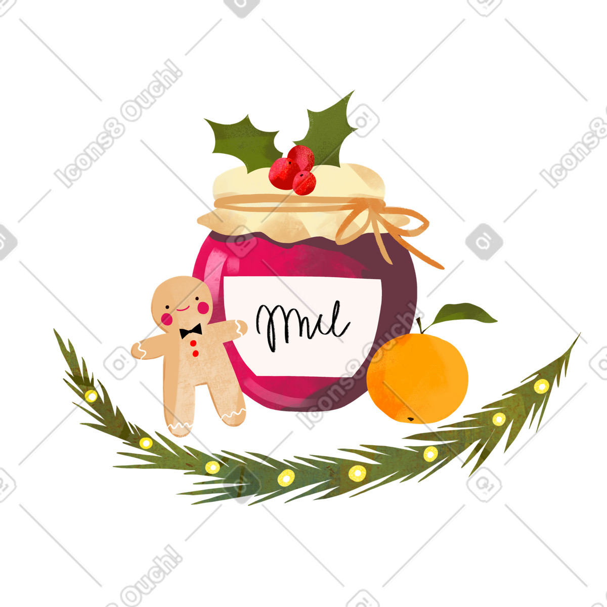 Biscotto di pan zenzero, marmellata e arancia illustrazione in stile Fabulous scarica in PNG, SVG