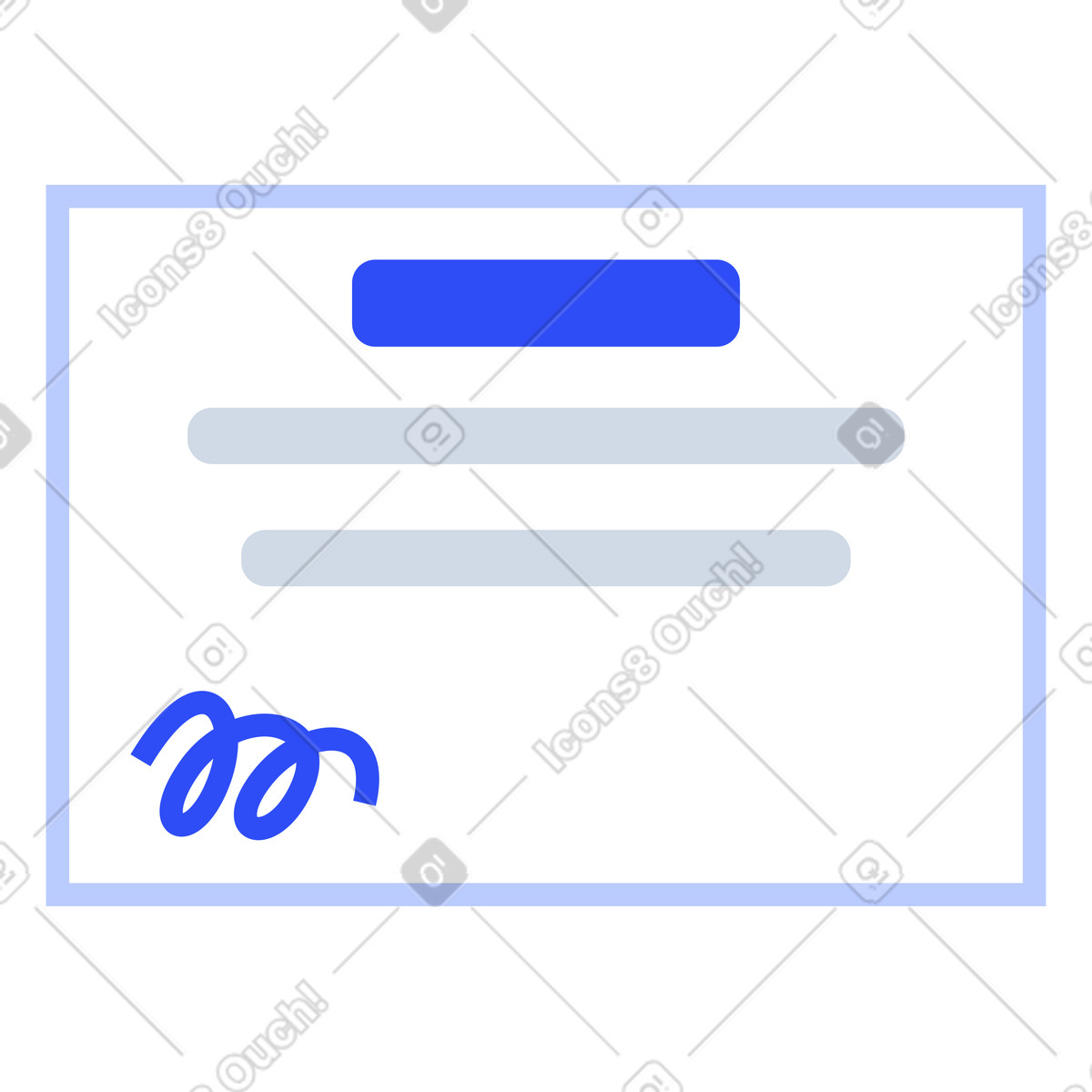 Blue certificate frame with signature illustration in System style download in PNG, SVG