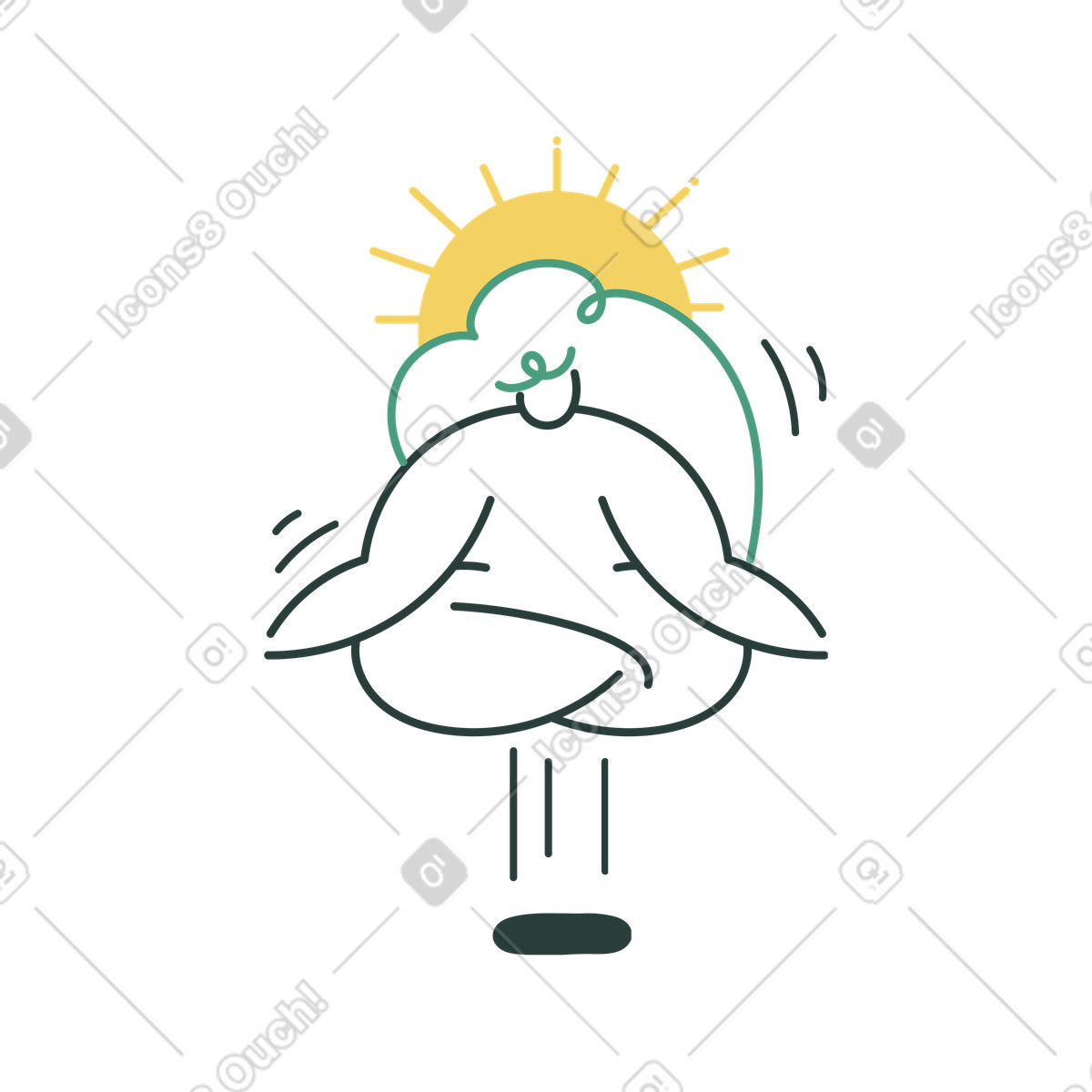 Woman levitating in the air and meditating illustration Macaroni style download PNG, SVG