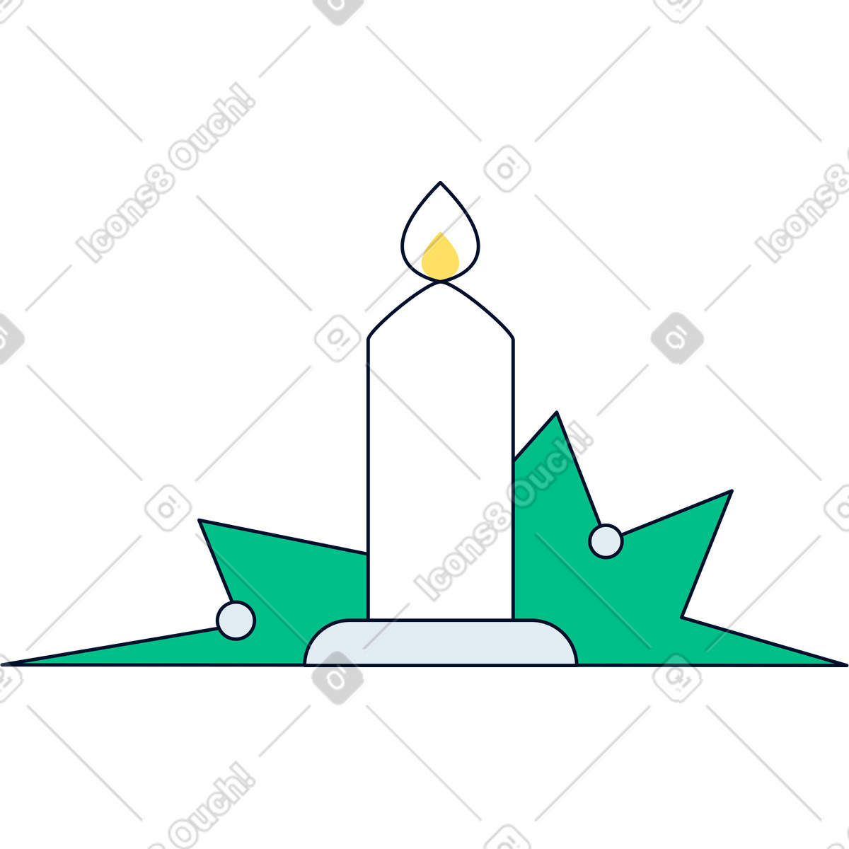 Christmas candle illustration in Teal style download in PNG, SVG