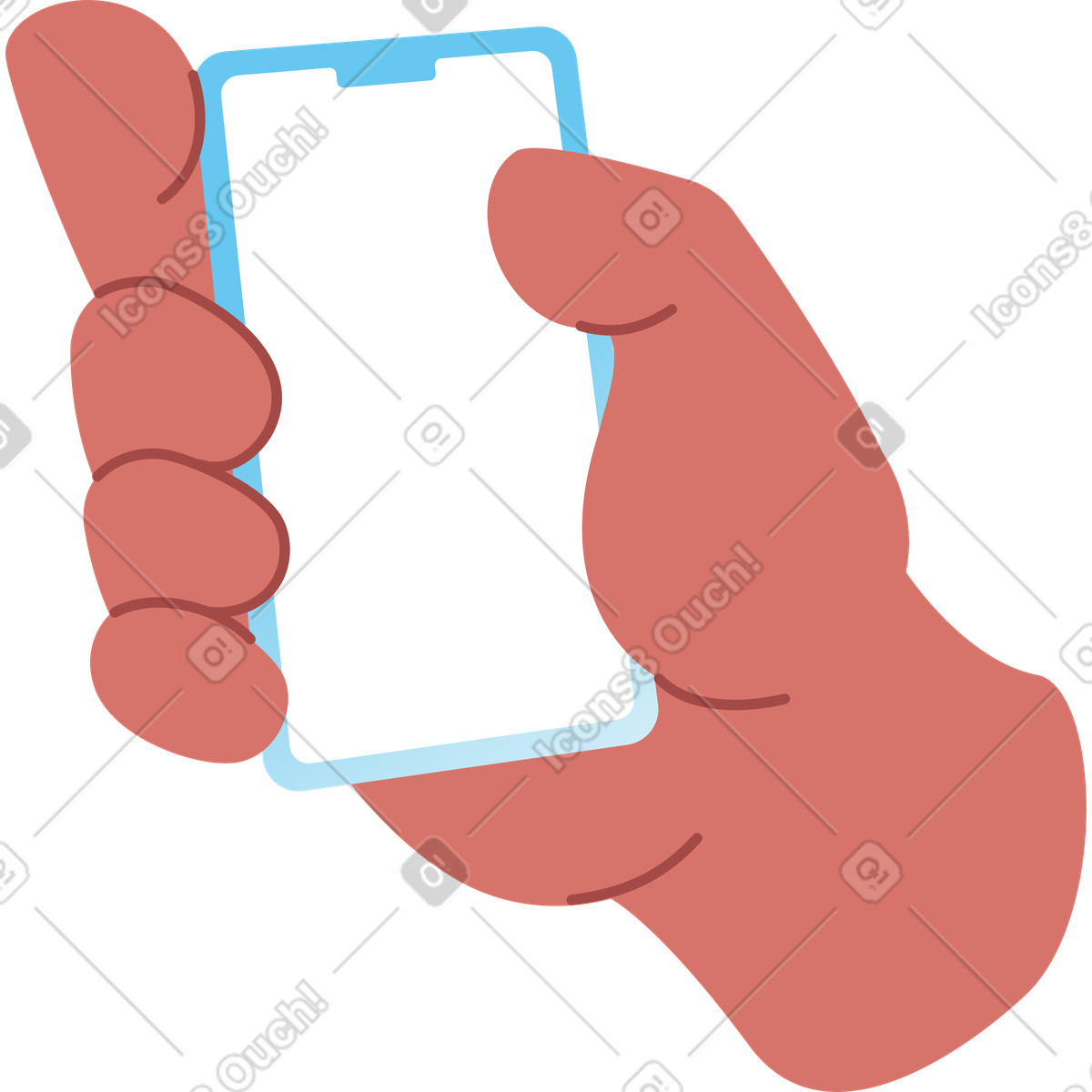 Illustration Main tenant le téléphone dans style Airy à télécharger aux formats PNG, SVG