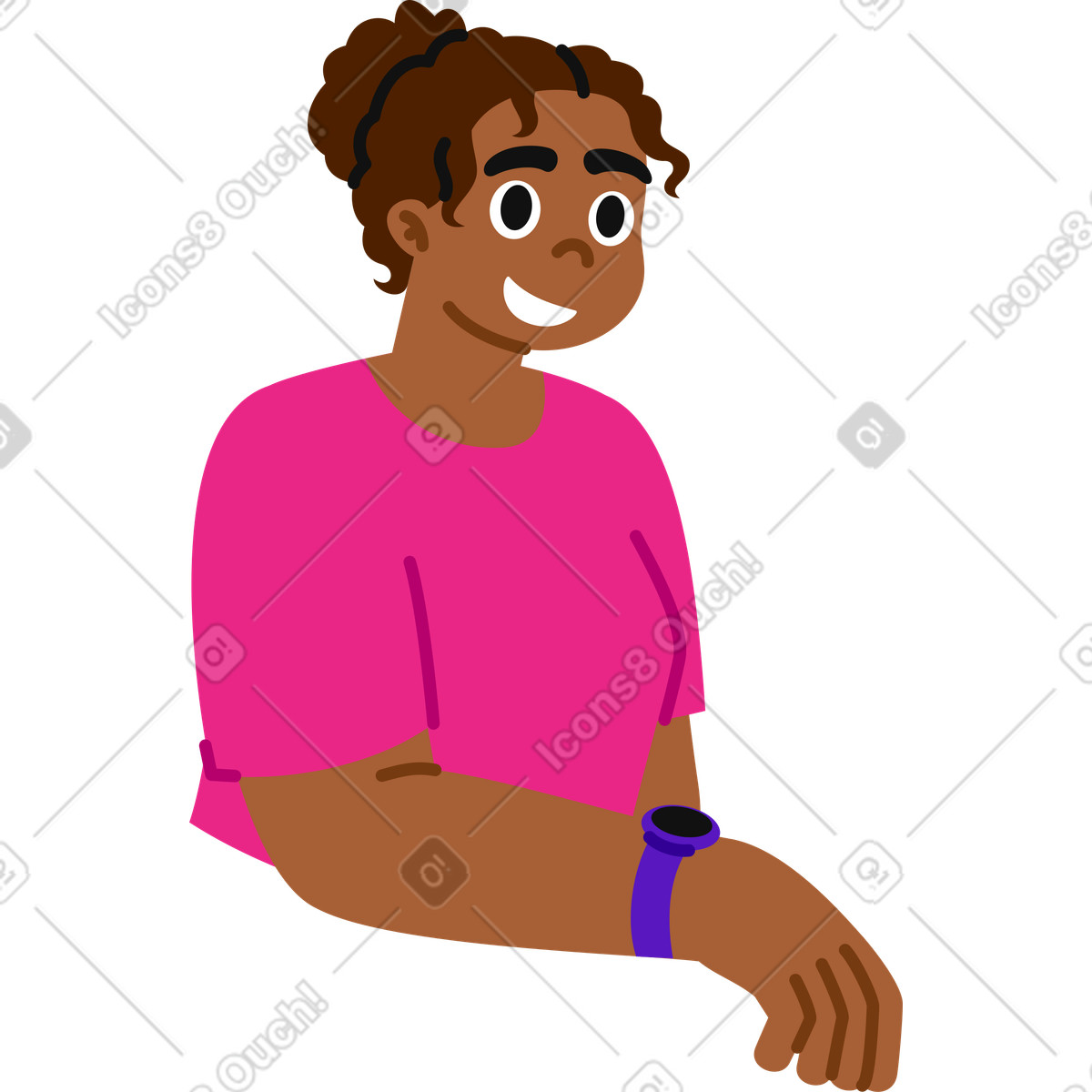 Illustration Jeune femme souriante dans le style Active à télécharger aux formats PNG, SVG
