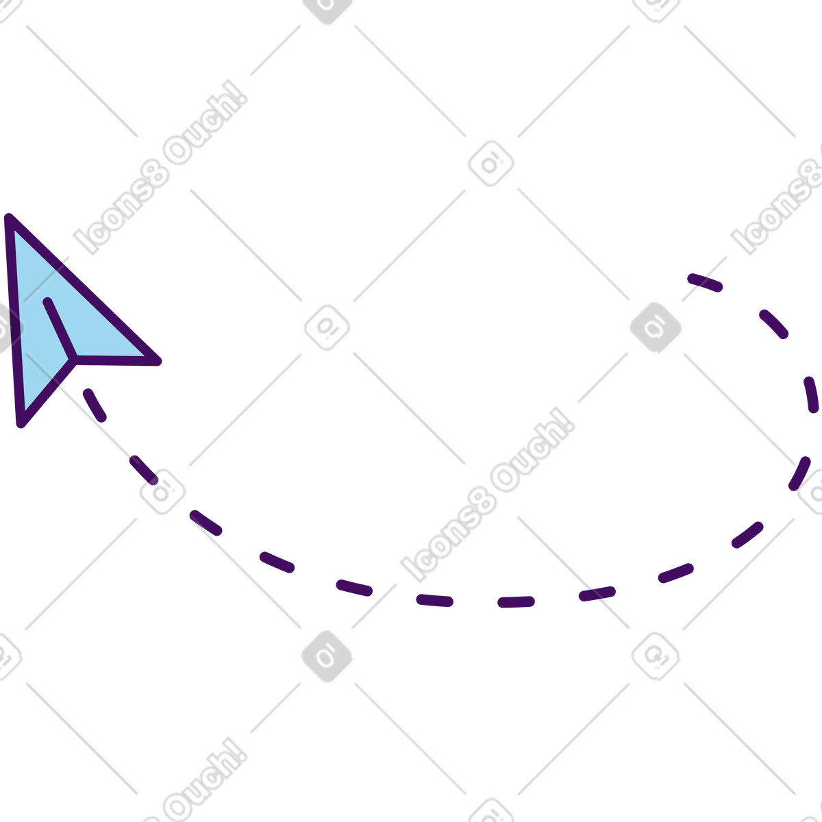 Ilustração de Avião com linha pontilhada em no estilo Simplistic para baixar em PNG, SVG