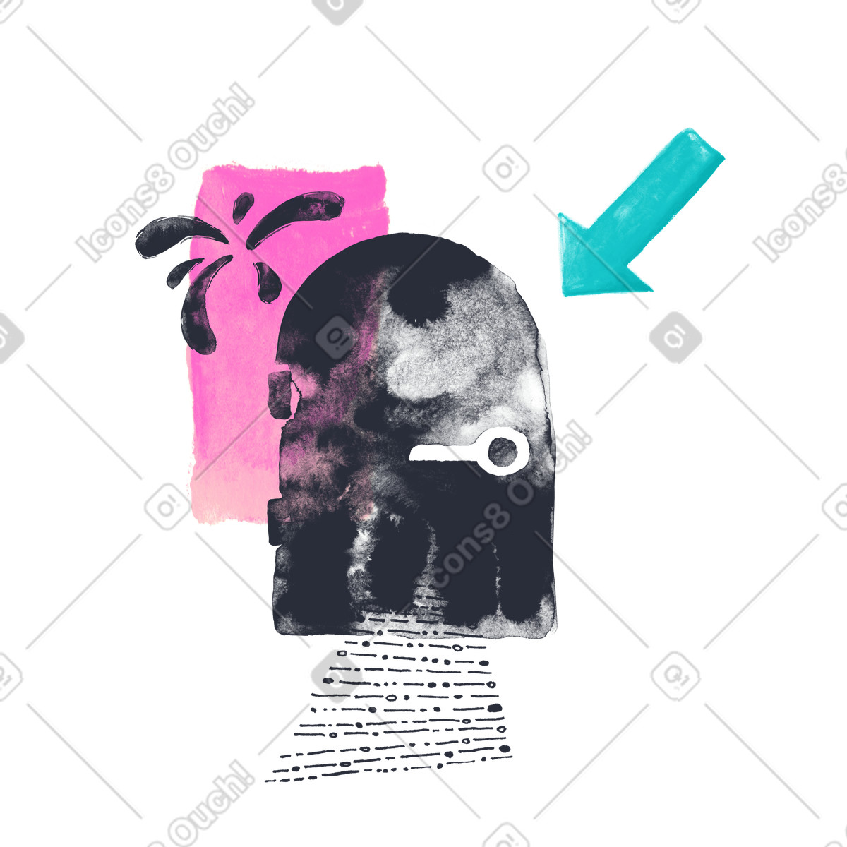 Door and arrow pointing at it as log out illustration in Inky style download in PNG, SVG