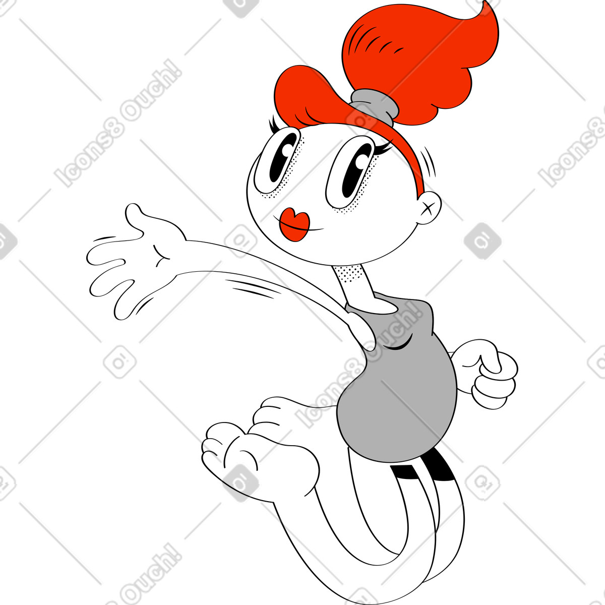 Frau-Illustration im Looney-Stil als Download in PNG, SVG