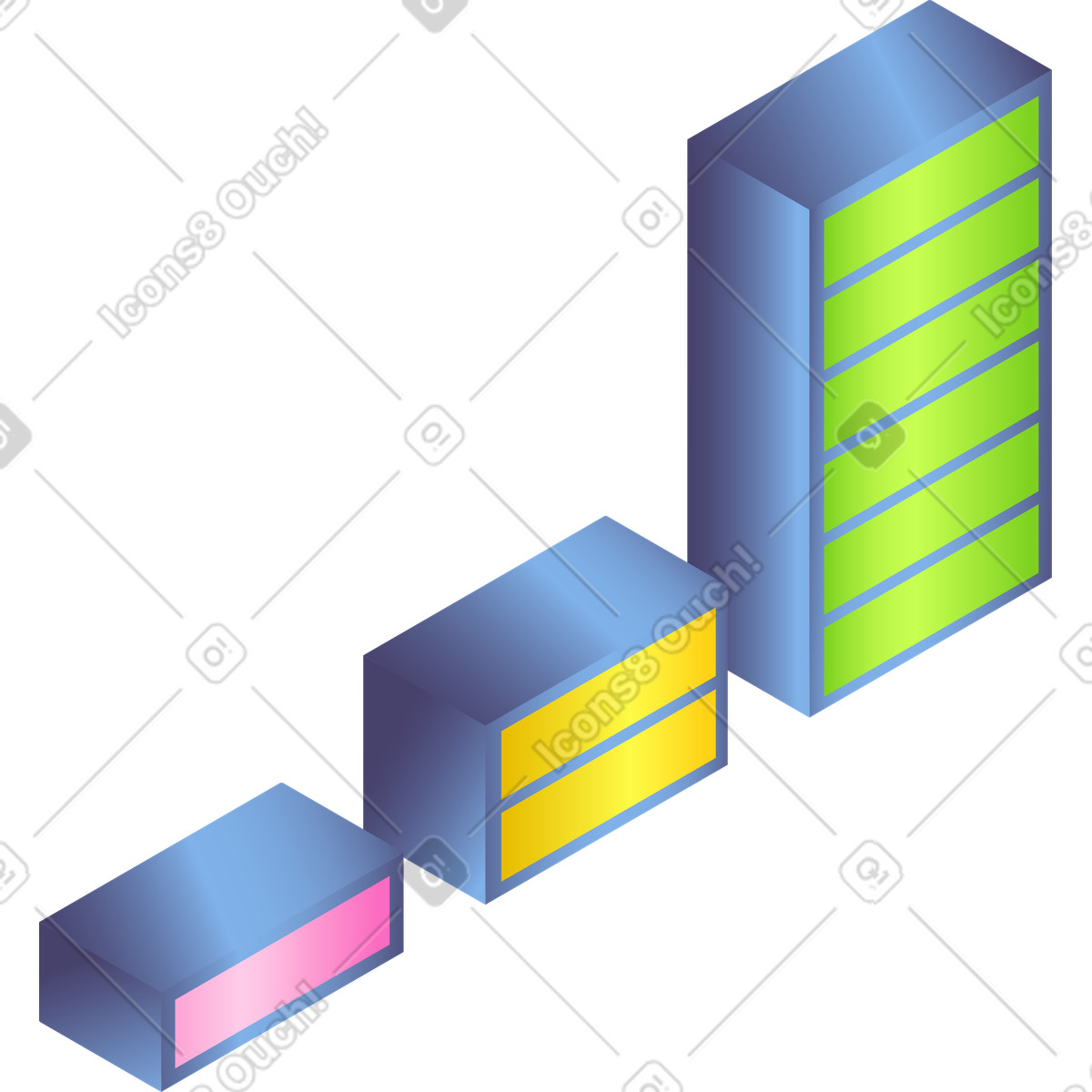 Ilustración Gráfico vertical con carga en estilo Isotech a descargar en PNG y SVG