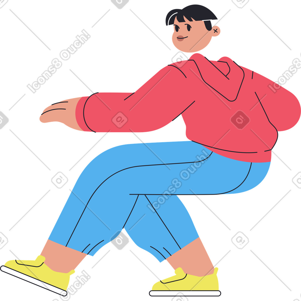 下载 Boba 风格的 男人坐着回头看 插画，支持 PNG、SVG 格式