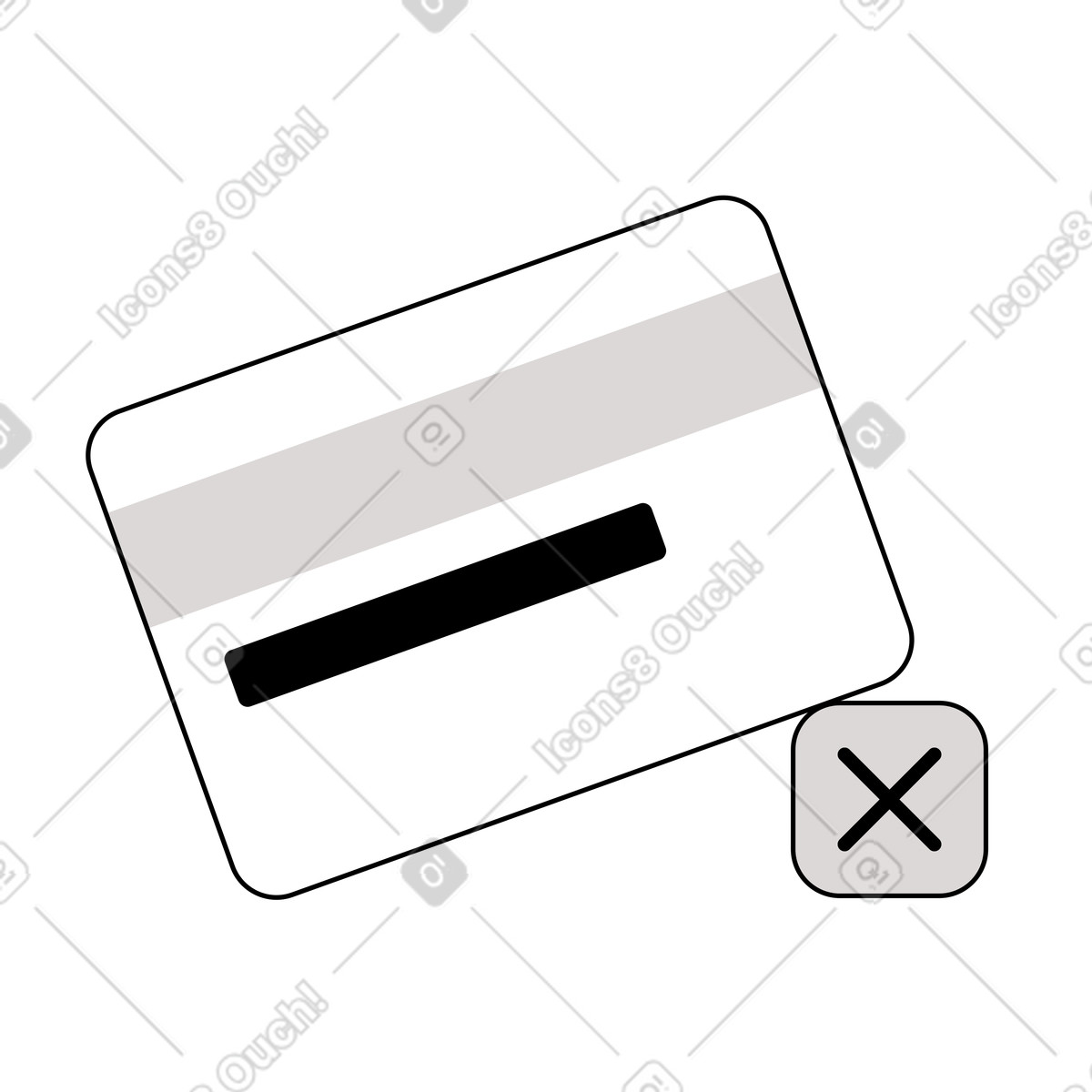Shade スタイルの Credit card with error icon, Online transaction failed and payment issue のイラストをPNG、SVG形式でダウンロード