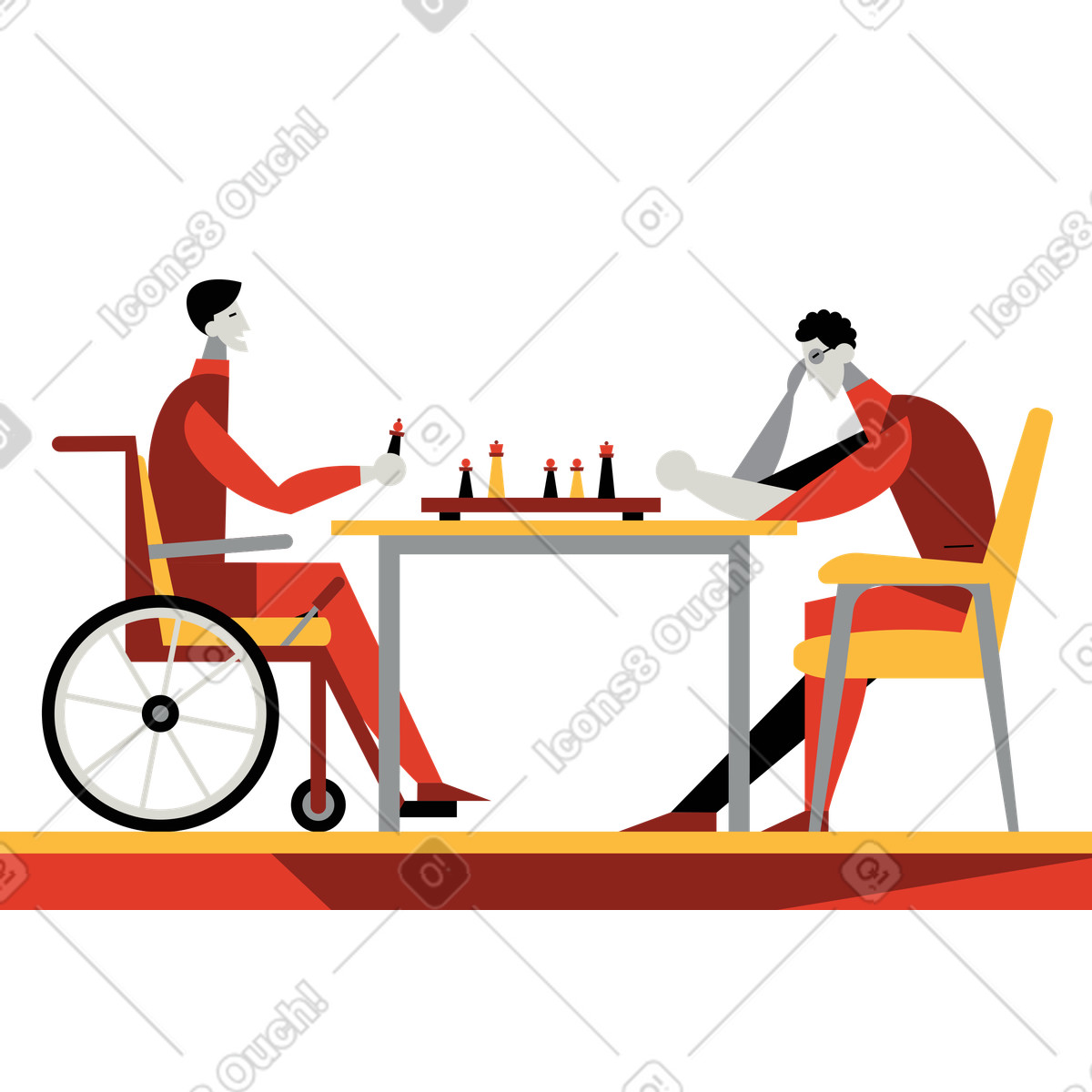 Mann macht einen zug während einer schachpartie-Illustration im Burgundy-Stil als Download in PNG, SVG