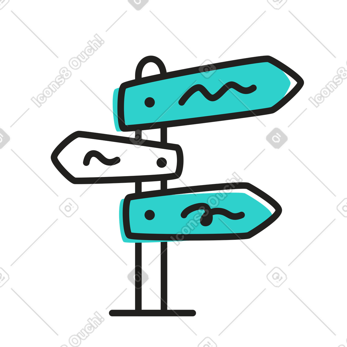 Ilustración Señales que apuntan en diferentes direcciones estilo Little a descargar PNG y SVG