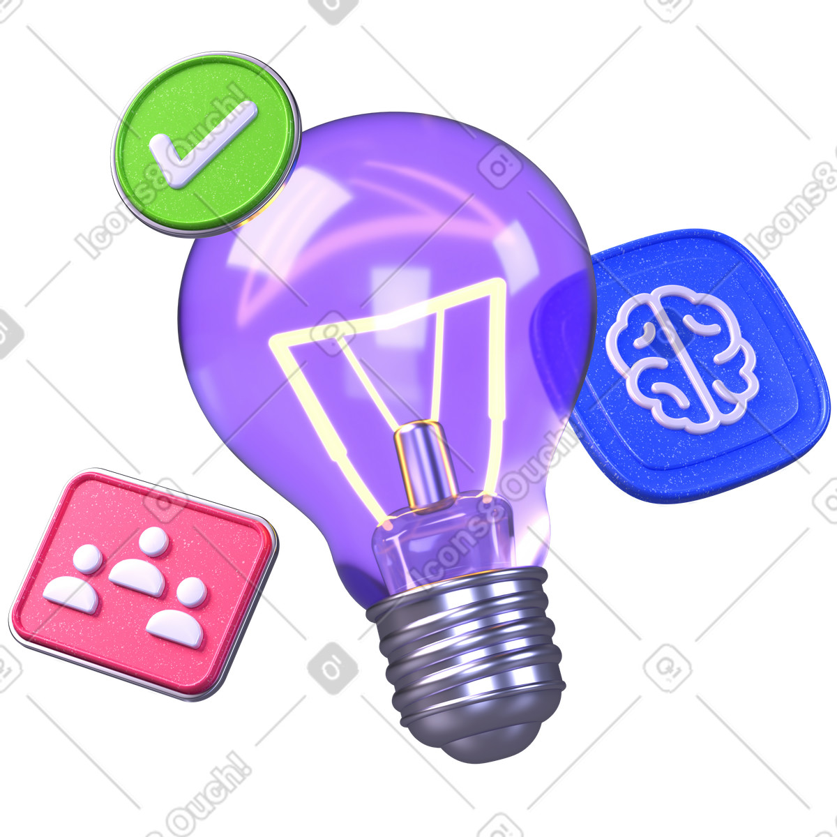 Idea generation, AI-powered insights, Teamwork collaboration illustration in PNG, SVG