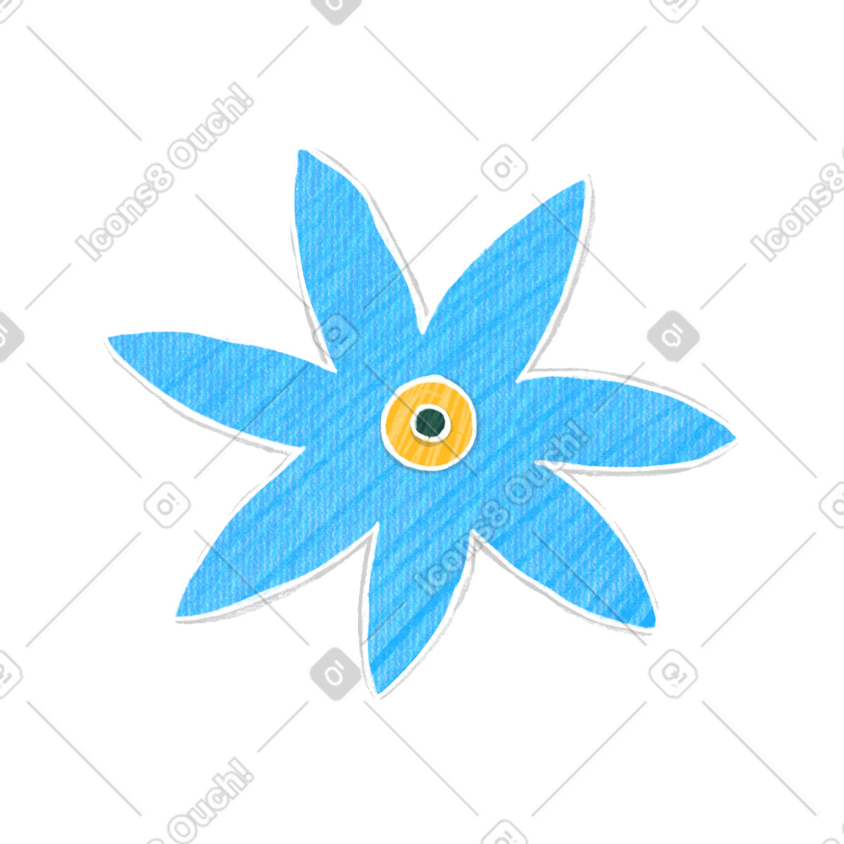 Crafty 스타일의 Blue flower 일러스트레이션 PNG, SVG 다운로드
