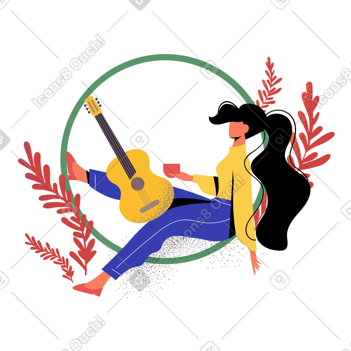 Pale スタイルの ギターを弾いてる のイラストをPNG、SVG形式でダウンロード