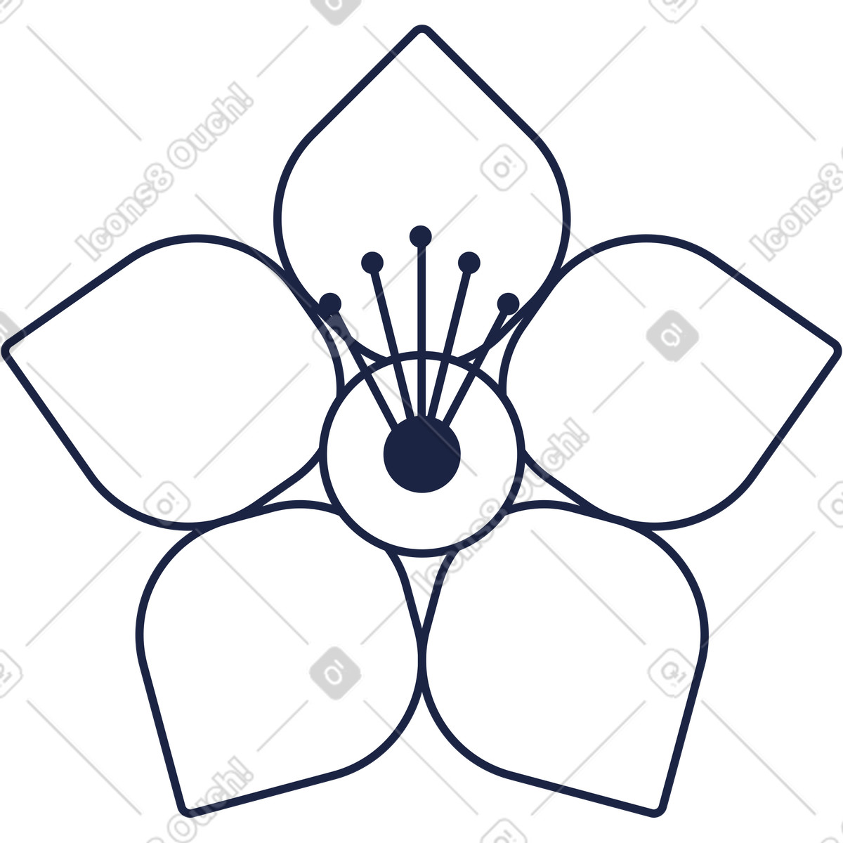 Ilustración Flor de ciruelo en estilo Urban Line a descargar en PNG y SVG