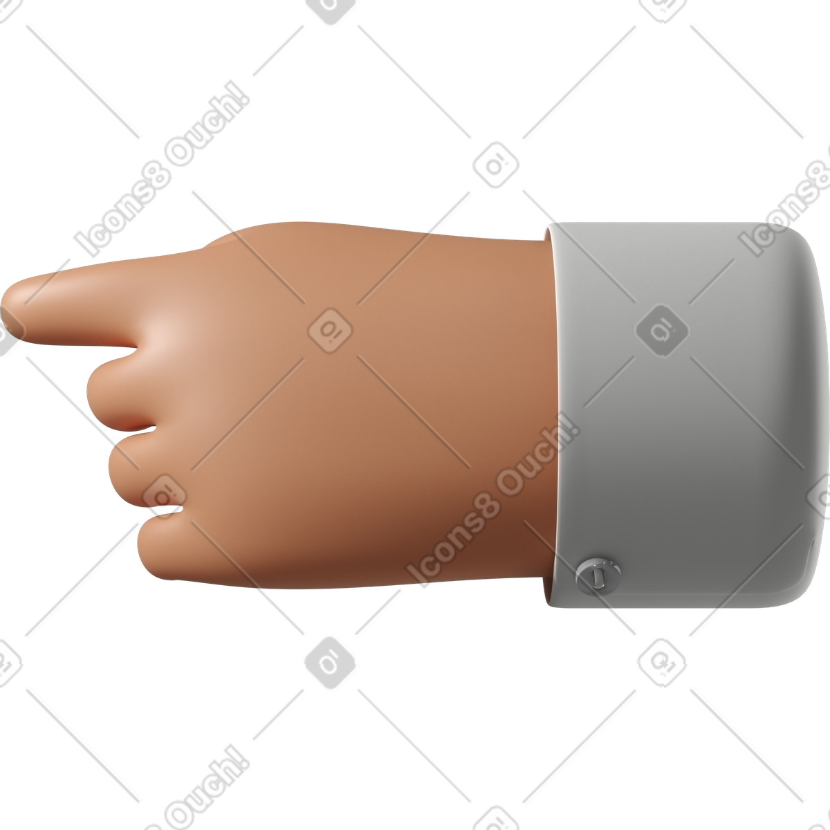 Tanned skin hand pointing to the left illustration in 3D Hands Fun&Wild style download in PNG, SVG