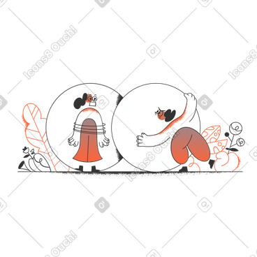 Man hiding tied up woman PNG, SVG
