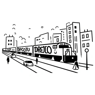 A cargo train covered in colorful graffiti art, passing through an urban environment