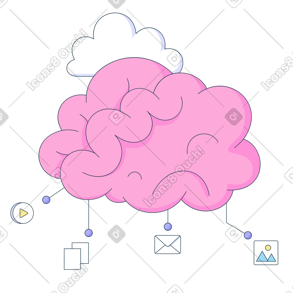 Cloud storage and artificial intelligence illustration in PNG, SVG