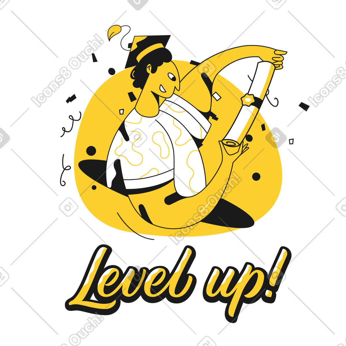 Lettering di livello sotto lo studente diploma illustrazione in stile Taxi scarica in PNG, SVG
