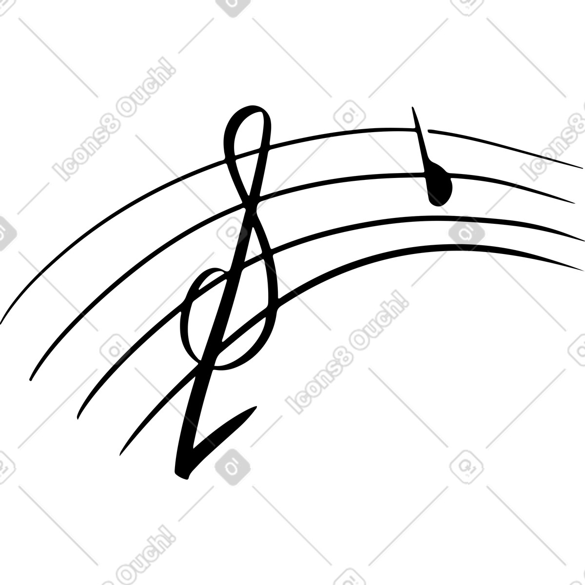 Ilustración Notación musical y clave de sol en estilo Line a descargar en PNG SVG