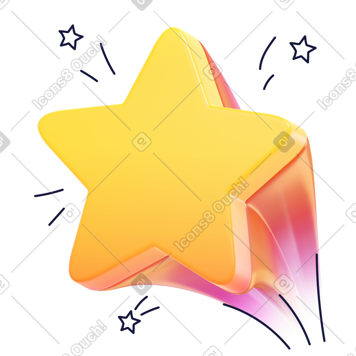 Golden star with sparkles illustration achievement clipart image in PNG SVG GIF