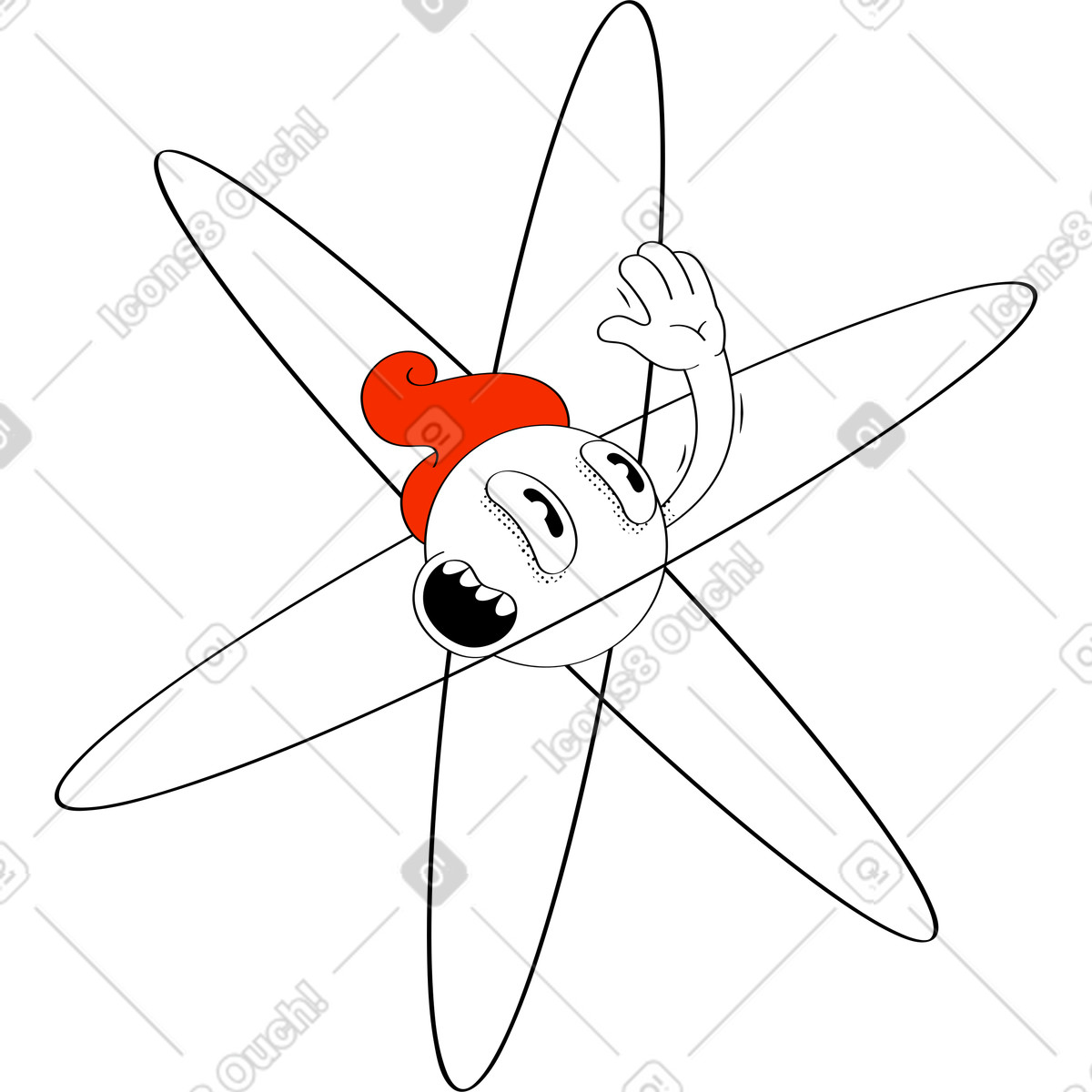 Looney スタイルの 原子核の頭 のイラストをPNG、SVG形式でダウンロード