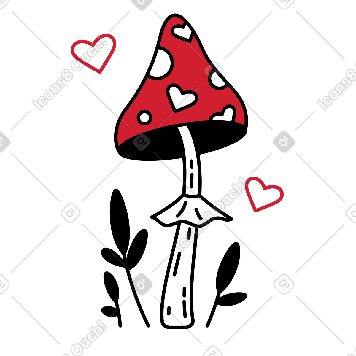 Illustration Champignon amanite tue-mouches dans le style Ruby à télécharger aux formats PNG, SVG