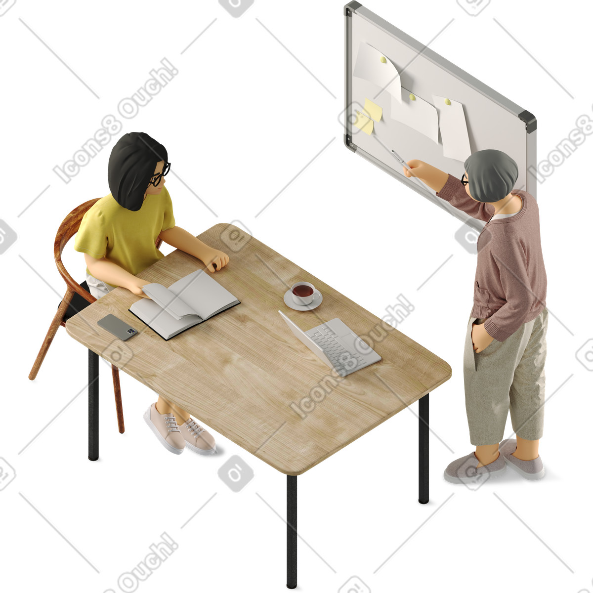 Ilustração de Duas mulheres trabalhando em um projeto no estilo 3D Business para baixar PNG, SVG