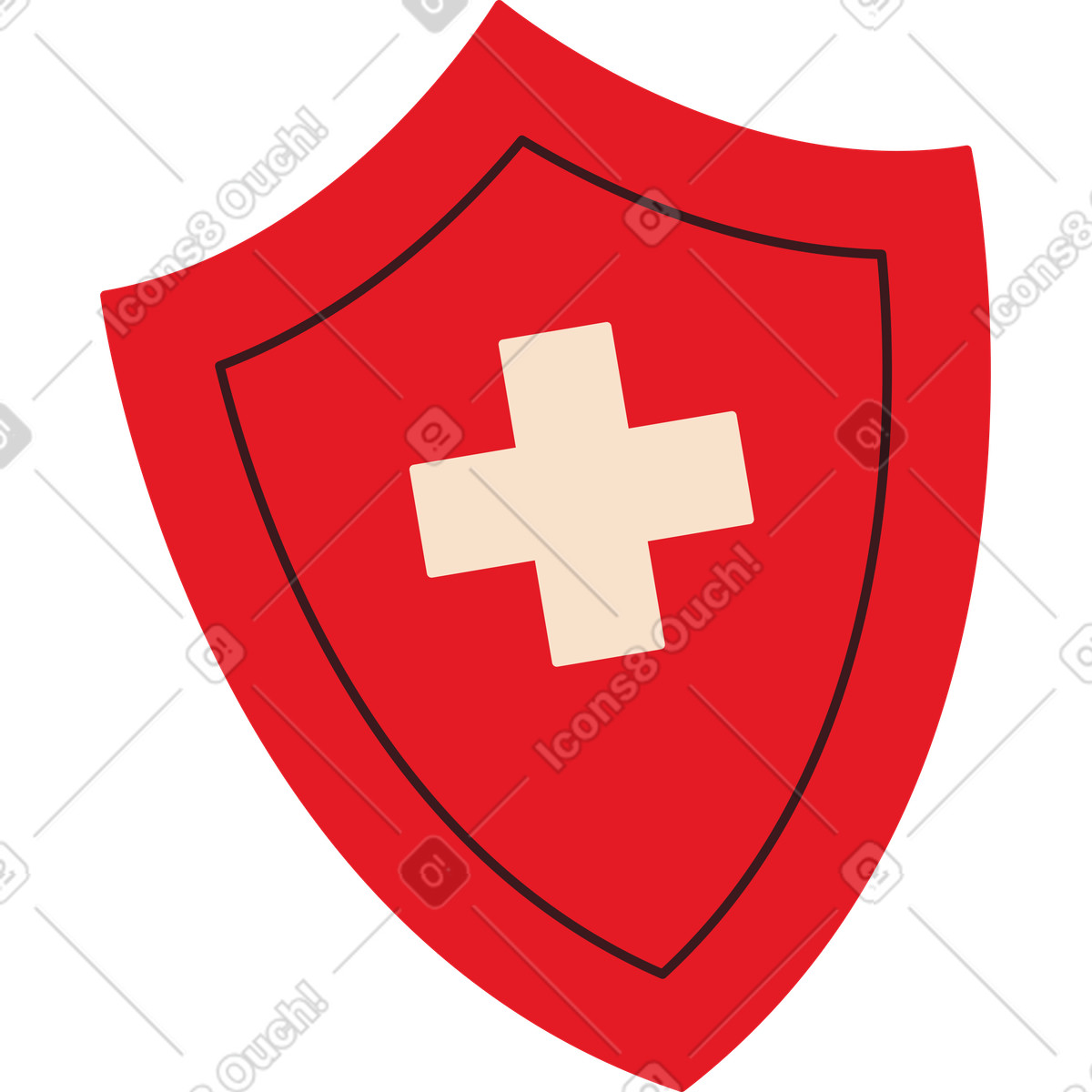 Protective shield with a cross illustration in Folks style download in PNG, SVG