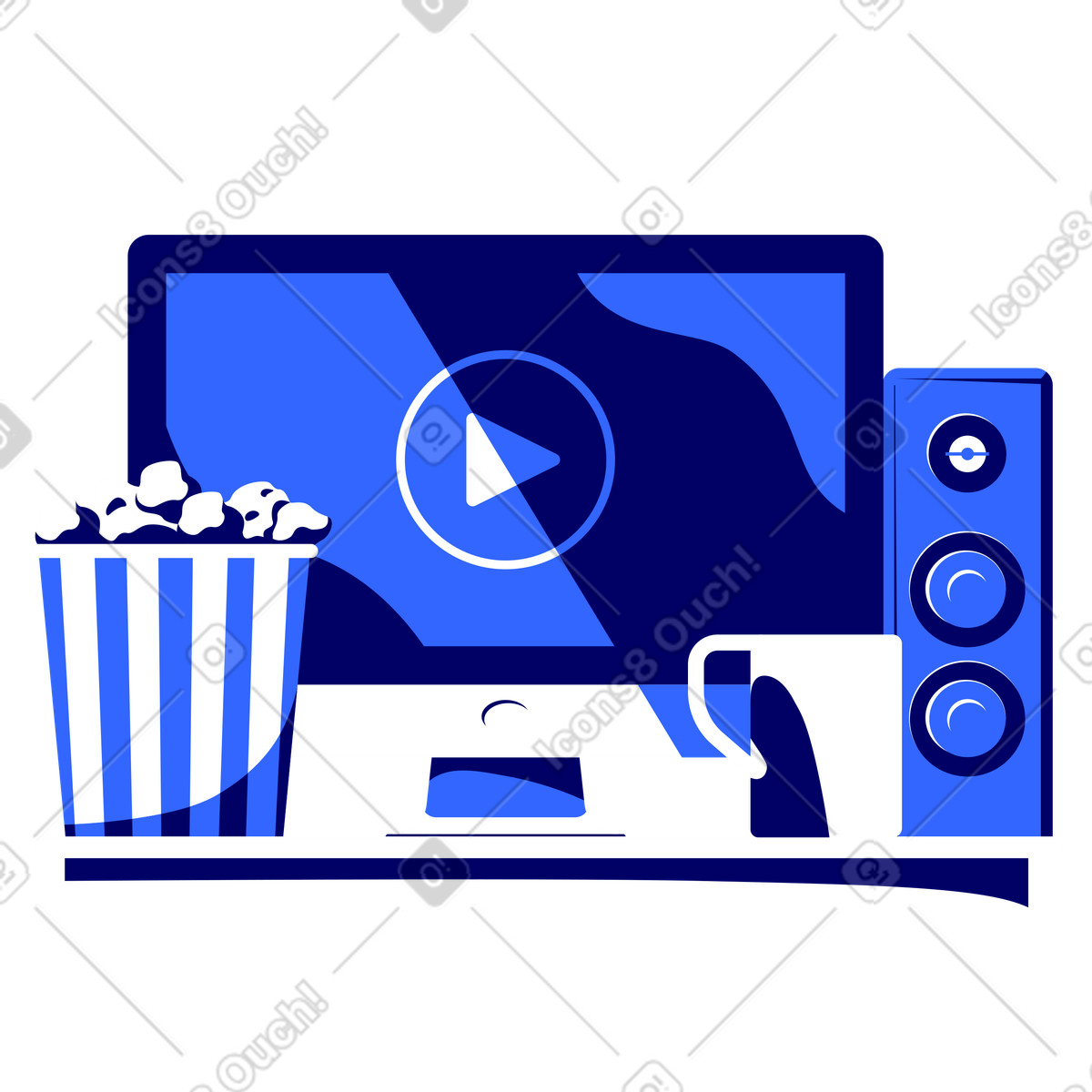 Cinema at home illustration in Lounge style download in PNG, SVG