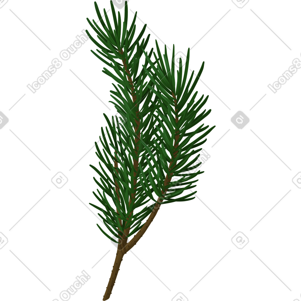 Christmas tree branch illustration in Props style download in PNG, SVG