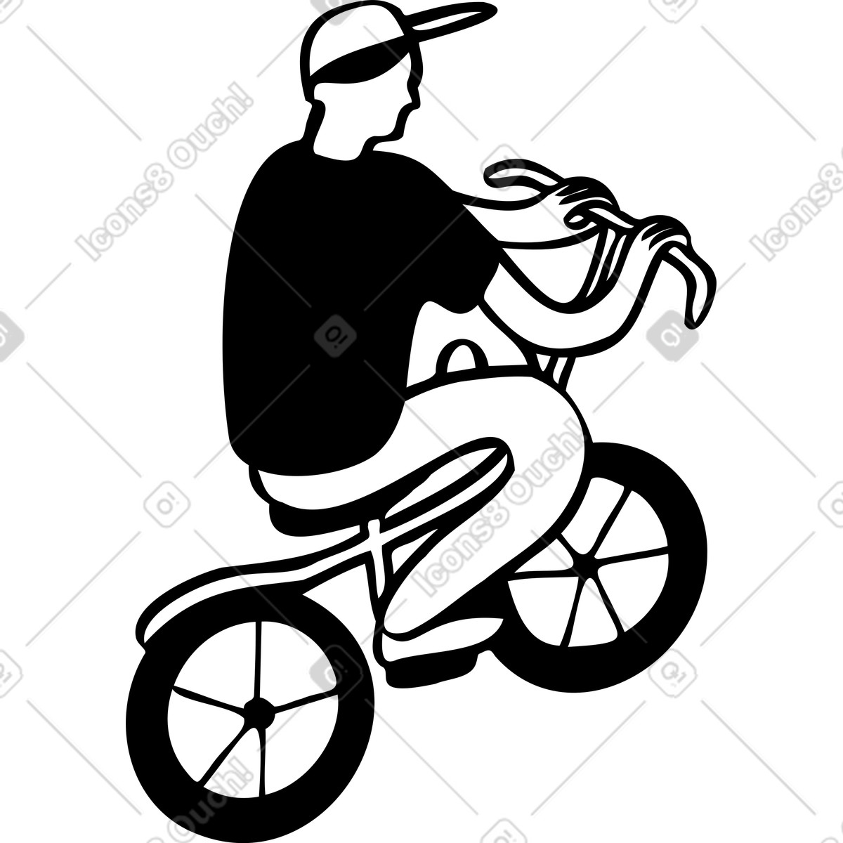 Man riding bicycle illustration in Journal style download in PNG, SVG