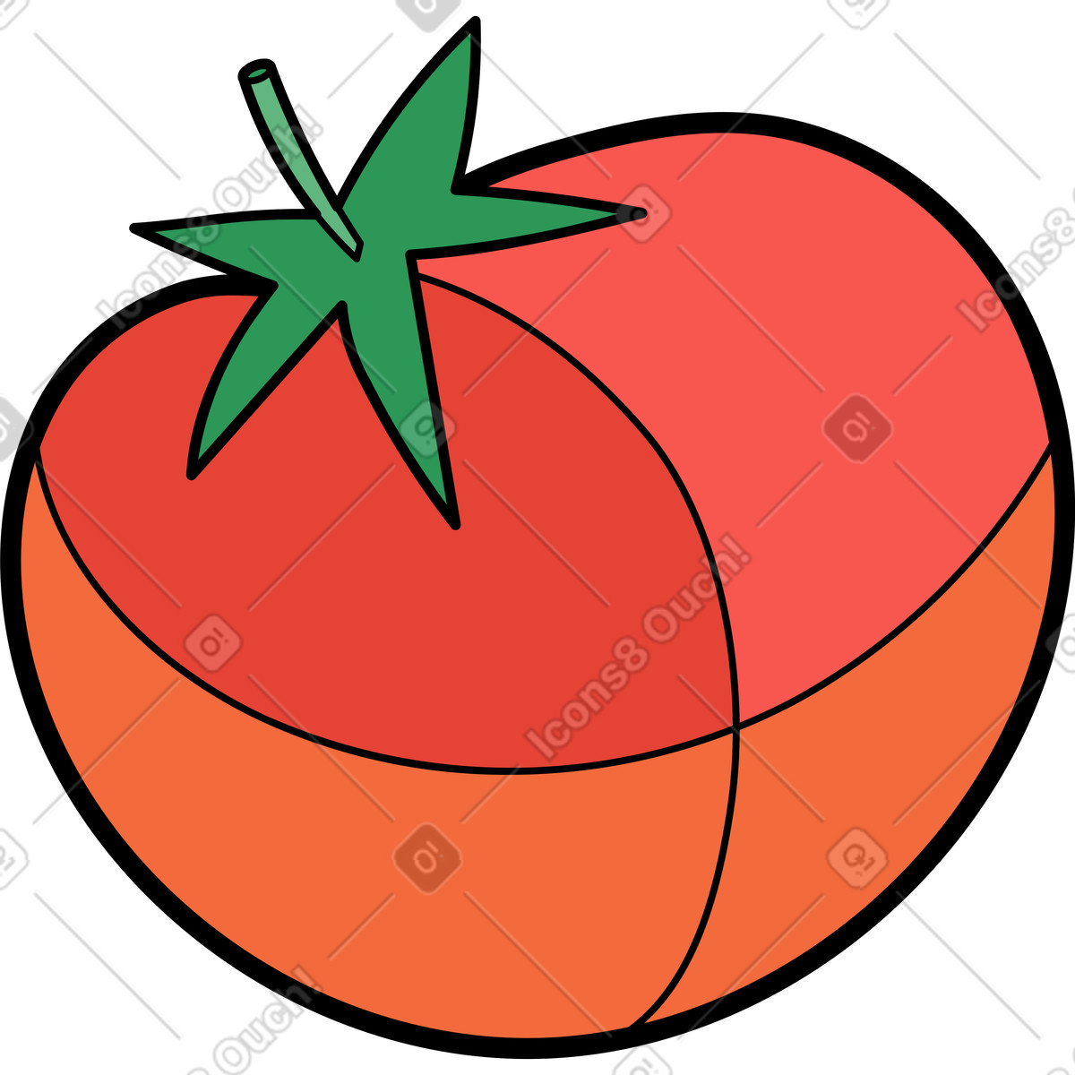 Ilustración Tomate en estilo Surr a descargar en PNG y SVG