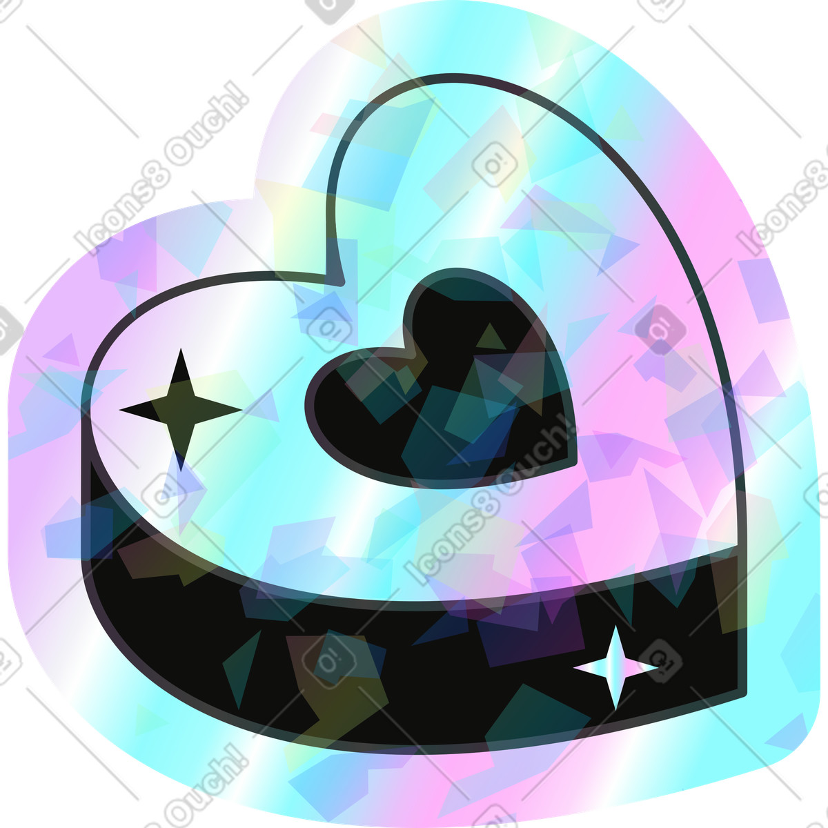 Ilustración Corazon de chocolate en estilo Holostickers a descargar en PNG y SVG