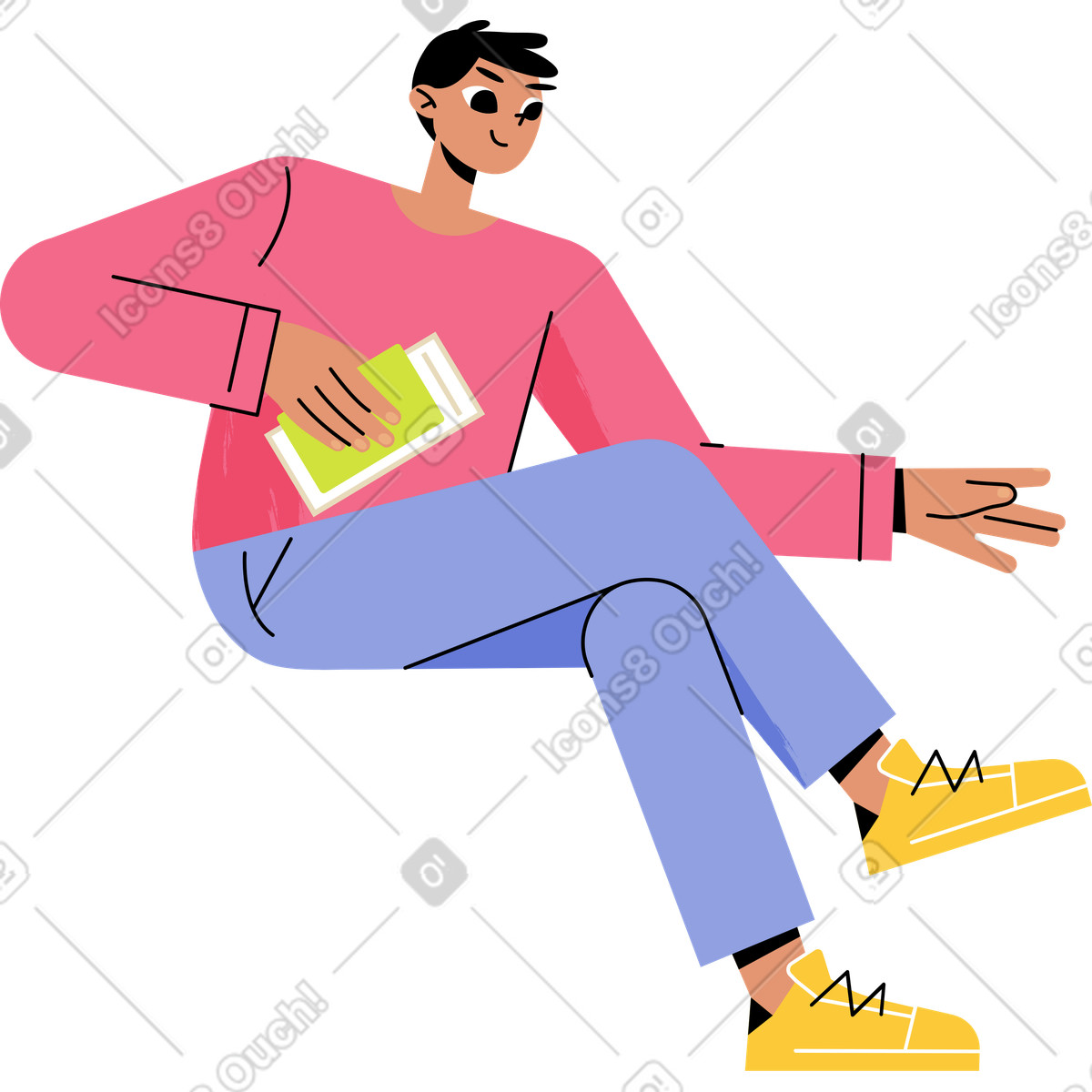 Ilustração de Homem está sentado inclinado para a frente em no estilo Juicy baixar em PNG, SVG