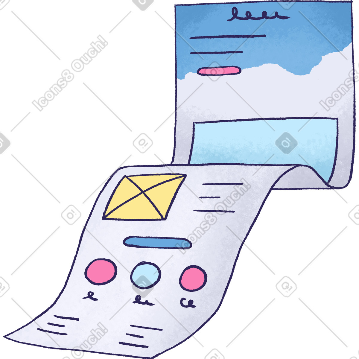 Hue スタイルの 波状の紙の形をしたウェブページプロジェクト のイラストをPNG、SVG形式でダウンロード